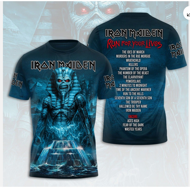 Iron 1Maiden Inspired Run For Your Lives World Tour 2025-2026 3D Shirt S-3XL