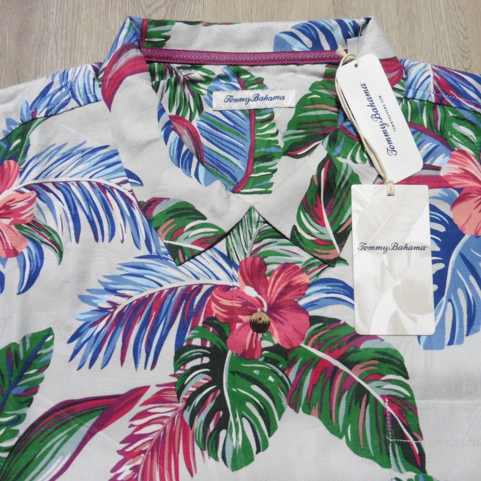 TOMMY BAHAMA Mens 3XLT 3XL TALL HAWAIIAN SHIRT FROND FUSION BREEZE SILK COOLMAX