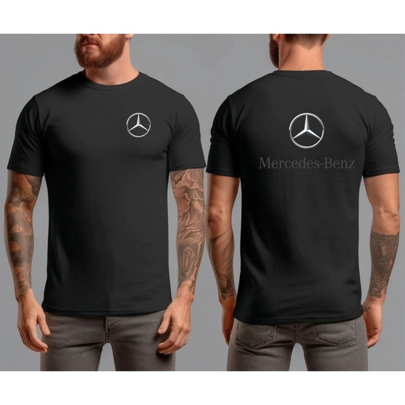 Mercedes Benz Motor Thsirt White Tee Front and Back Gildan Unisex T-Shirt