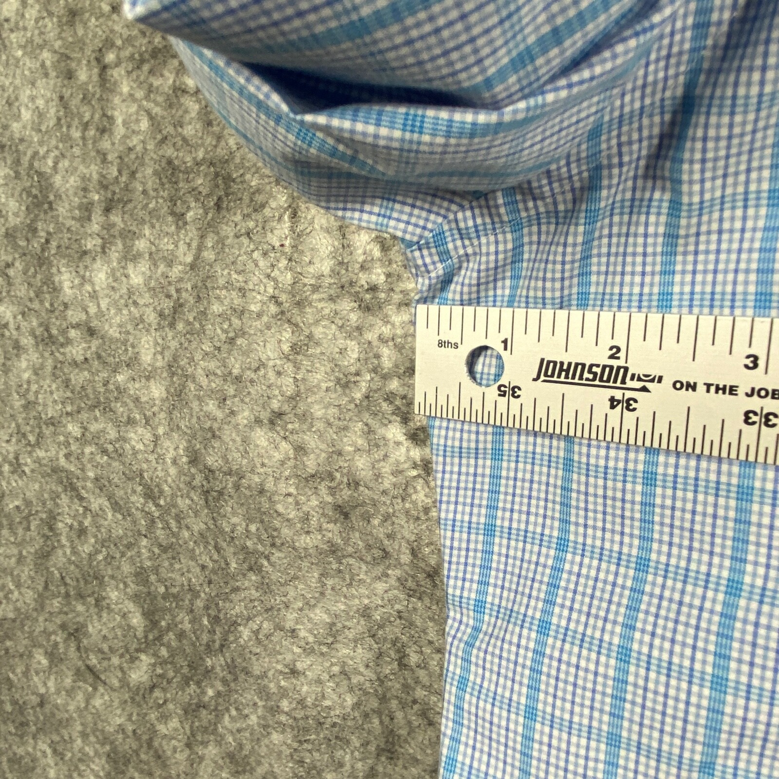 Banana Republic Shirt Mens Large 16-16.5/34-35 Blue Plaid Slim Non-Iron Button