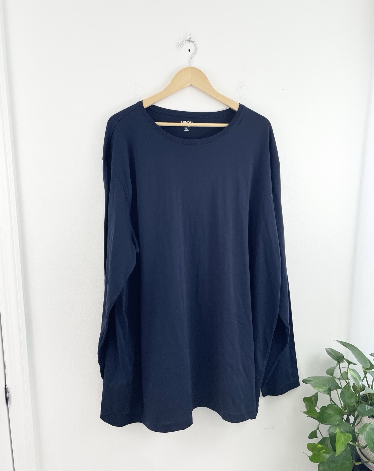 Lands End 3XLT Navy Blue Long Sleeve Basic Shirt Men’s 3XL Tall