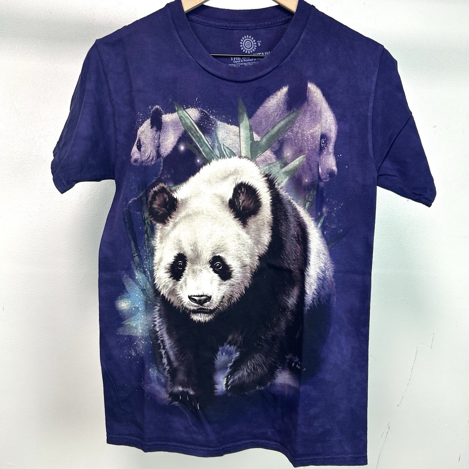 Panda Bear Tie Dye Purple T-Shirt Size Small The Mountain Made In USA