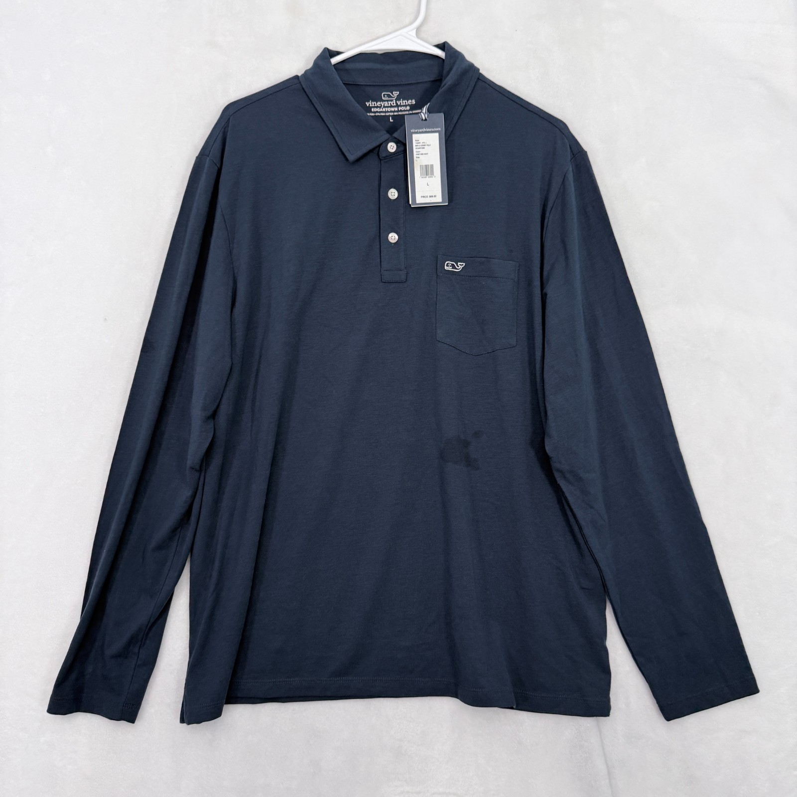 Vineyard Vines Edgartown Polo Shirt M ens L Blue Long Sleeve