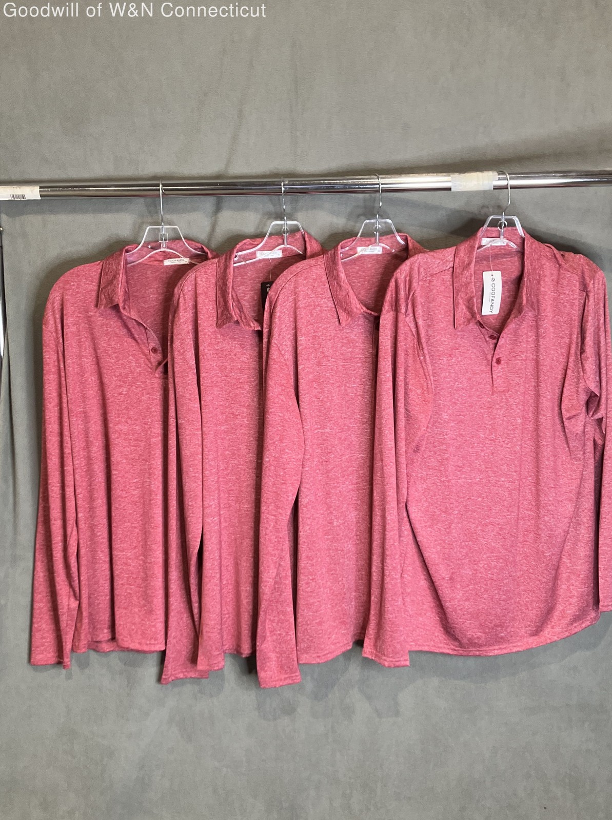 Coofandy Men’s Long Sleeve Heathered Polo Shirts Red Set of 4 NWT Sz XL