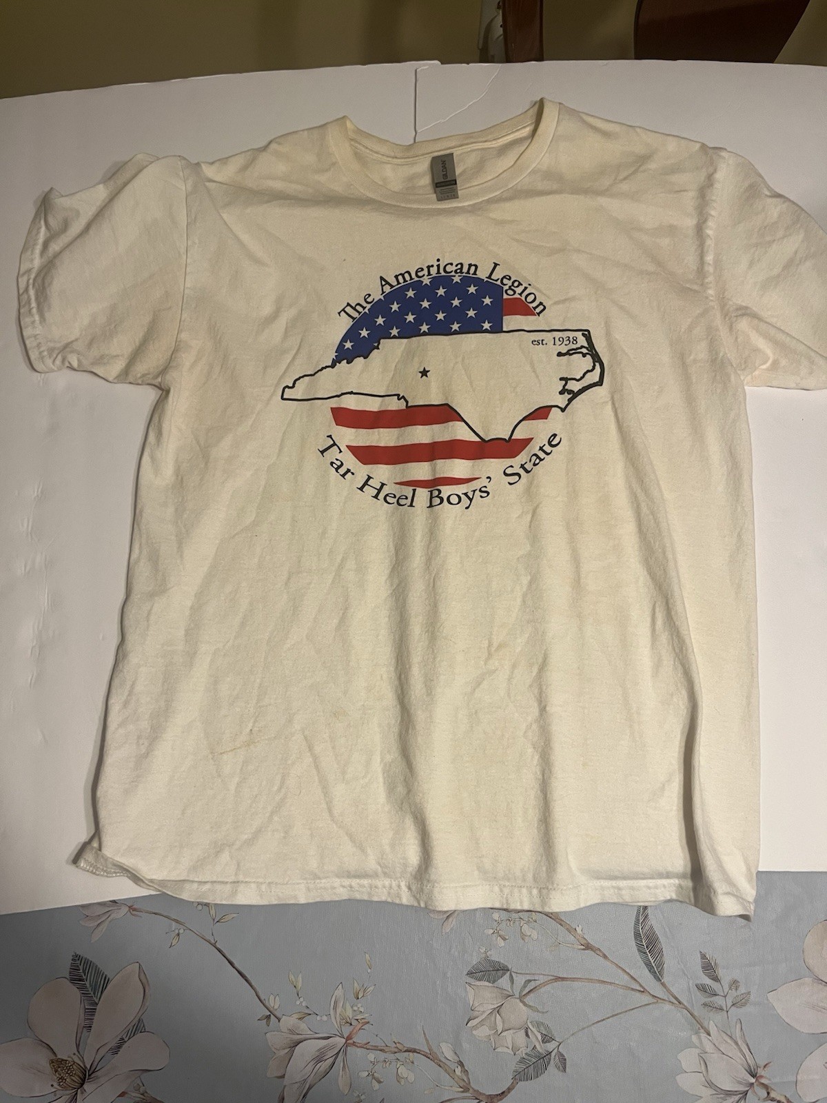 Gildan Ultra Cotton Men’s White Cotton Crew Neck Patriotic T-Shirt L