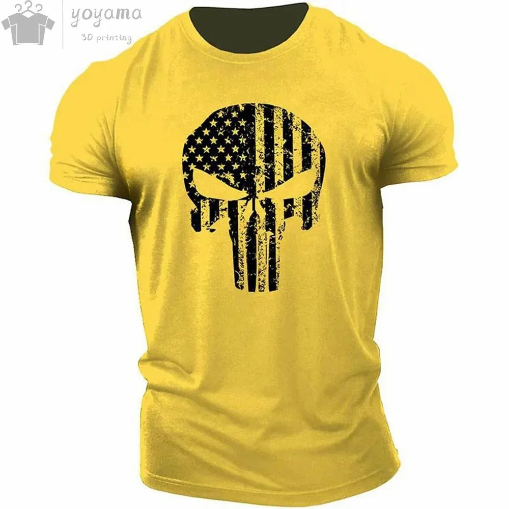 The Punisher T-Shirt Mens 3D Print Tee Military Patriotic Skull Streetwear Shirt