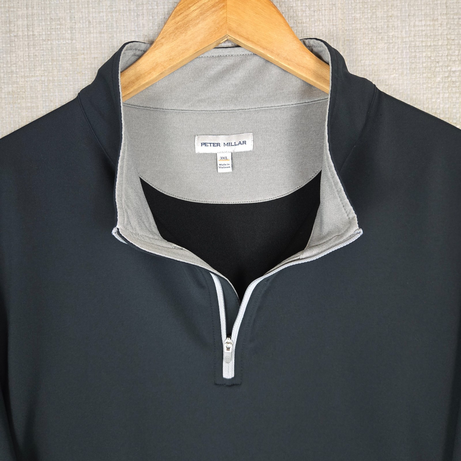 PETER MILLAR Mens Size 3XL Performance 1/4 Zip Perth Pullover Black Golf XXXL