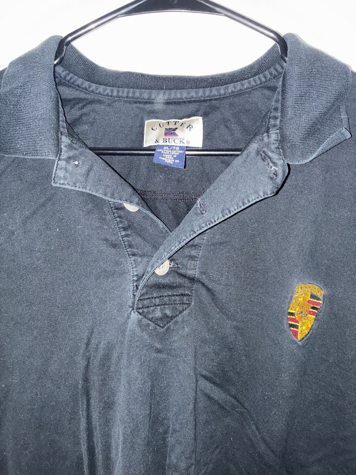 Porsche Cutter & Buck Navy & Black Polo Shirt Racing Golf Men’s Size XL