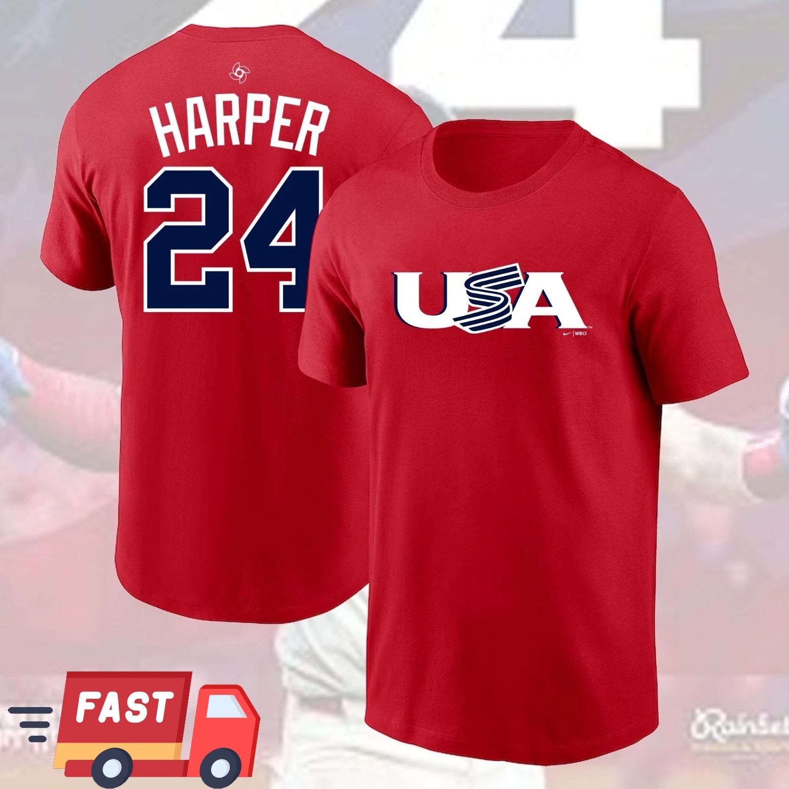 HOT! Bryce #24 Harrper USA Baseball 2026 Name & Number Players For Fans