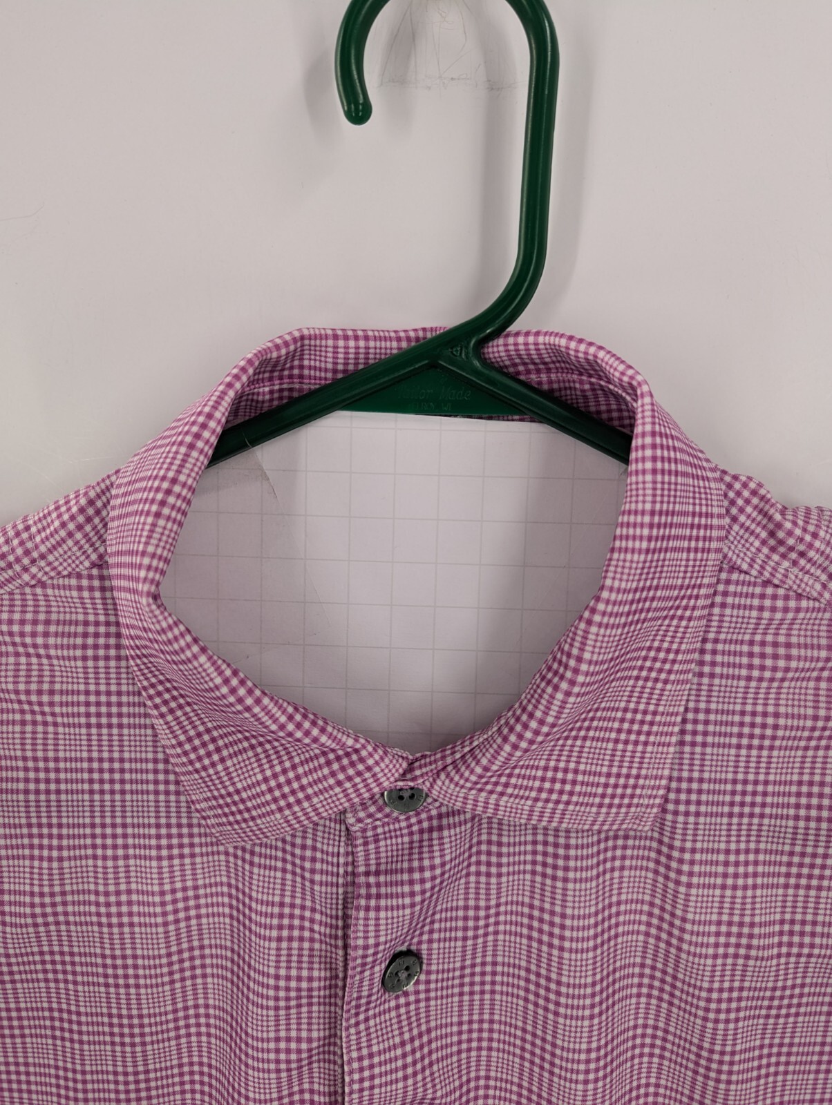 Footjoy Men’s Purple Checked Short Sleeve Polyester Spandex Golf Polo, Logo, L