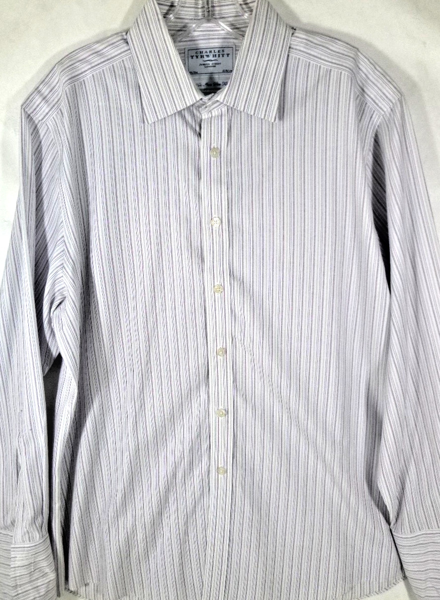 Charles Tyrwhitt-Mens Dress Shirt-XL Extra Large-16.5/33-French Cuffs-Striped