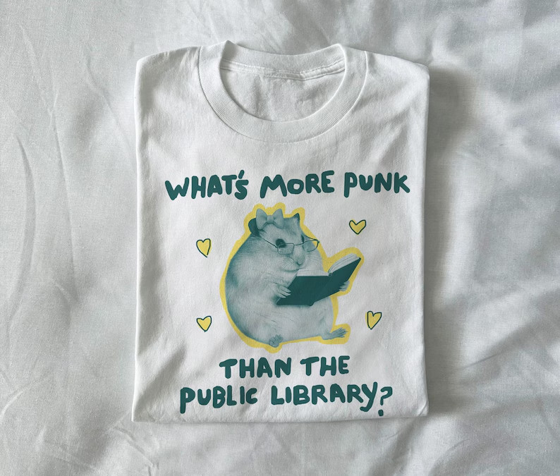 public library punk – unisex t shirt, bookworm tee, book lover t shirt, library