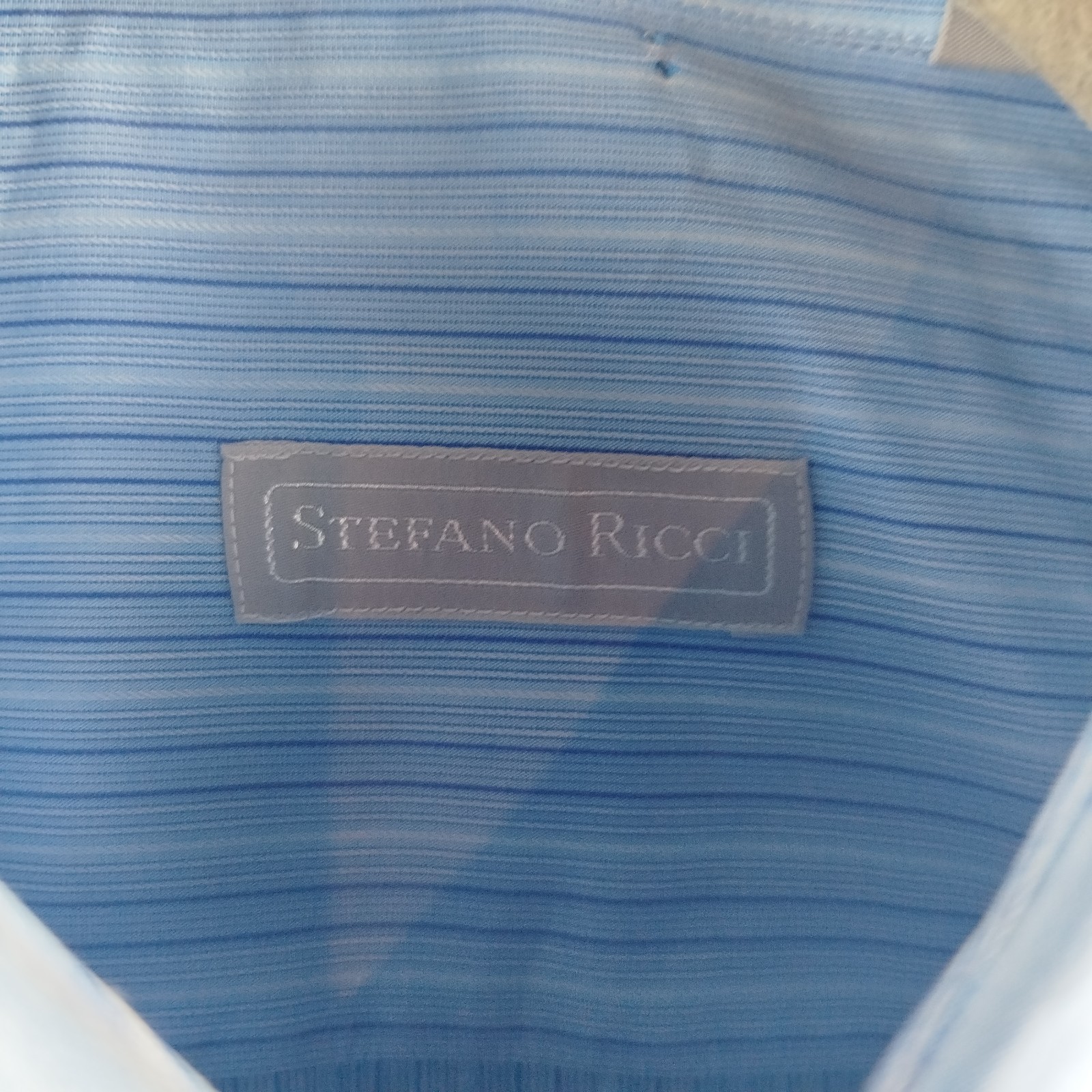 Stefano Ricci 2 Tone Striped Standard Cuff Dress Shirt Mens 17.5 / 44 Italy