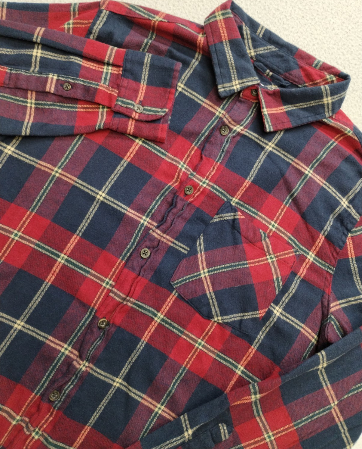 Cloudveil Flannel Shirt Medium Red Blue Plaid Mens Casual Warm Soft Outdoor