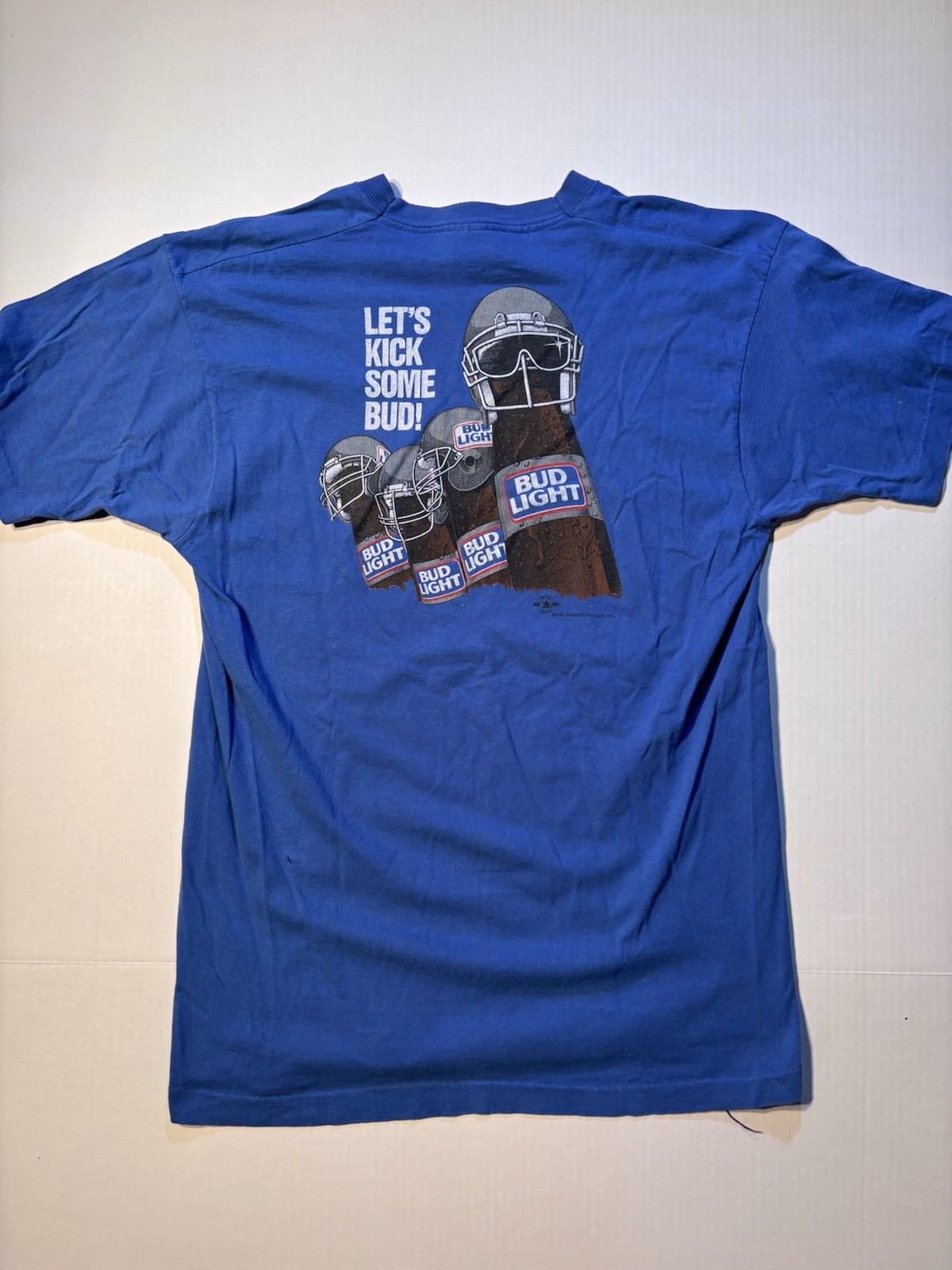 Vtg Budweiser Bud Light Beer Promo Bud Bowl 2 90’s NFL Football Tshirt Sz XL