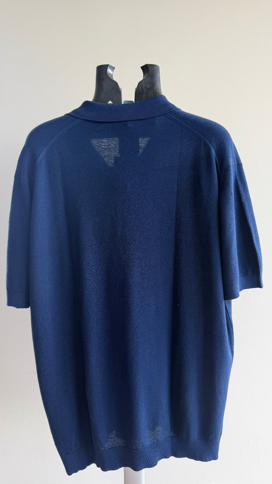 John Smedley Made in England Sea Island Cotton Soft Navy Blue Polo L/S Shirt XXL