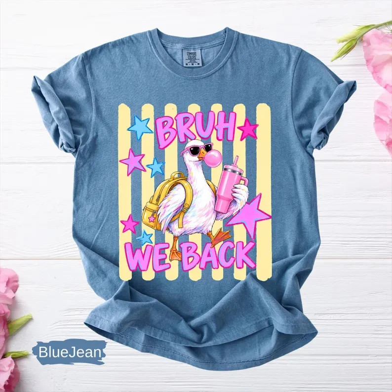 Funny Goose Bruh We Back Shirt Retro Preppy Back To School Student Graphic Tee