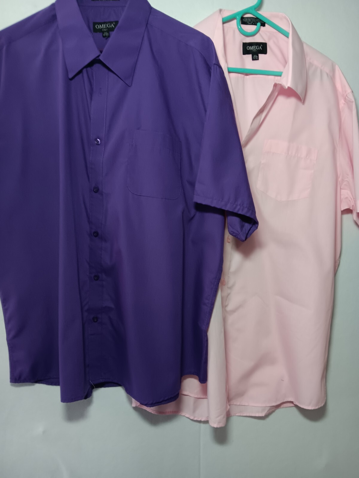 Omega Italy Men’s Premium Classic Button Down Short Sleeve Shirts Lot of 2