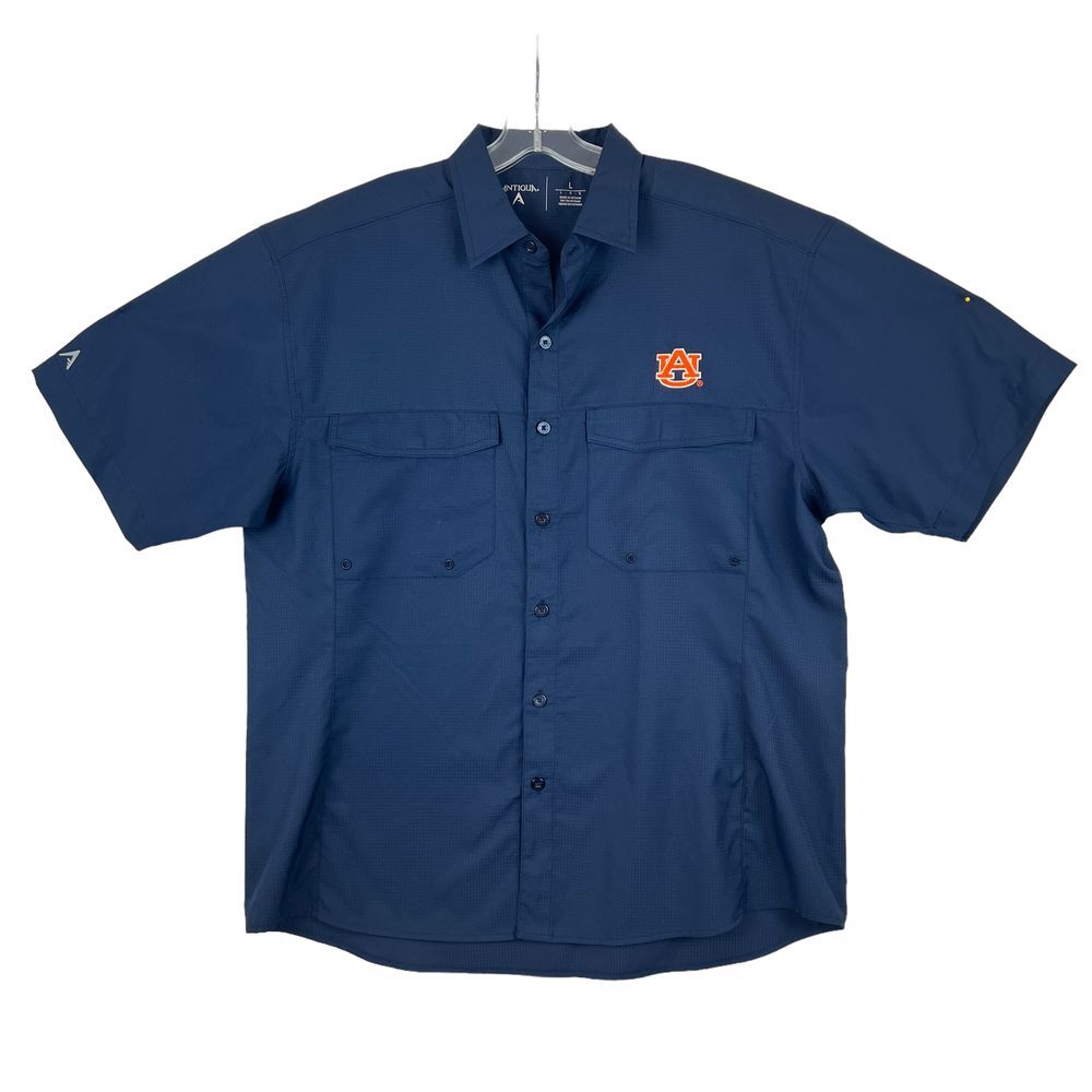 AUBURN SEC University College Embroidered Football Button Up Fishing Shirt LARGE
