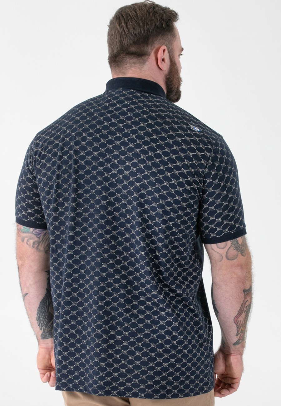 D555 PATTERNED POLO SHIRT WITH JACQUARD COLLAR & CUFFS SIZE 2XL 3XL 4XL 5XL 6XL