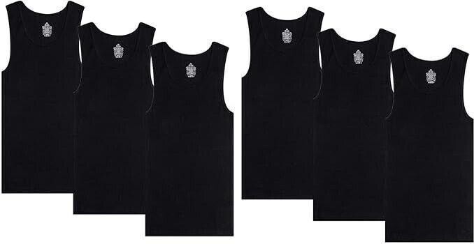 6 Pack Men’s Tank Top 100% Cotton A-Shirt Wife Beater Undershirts Size M-2XL