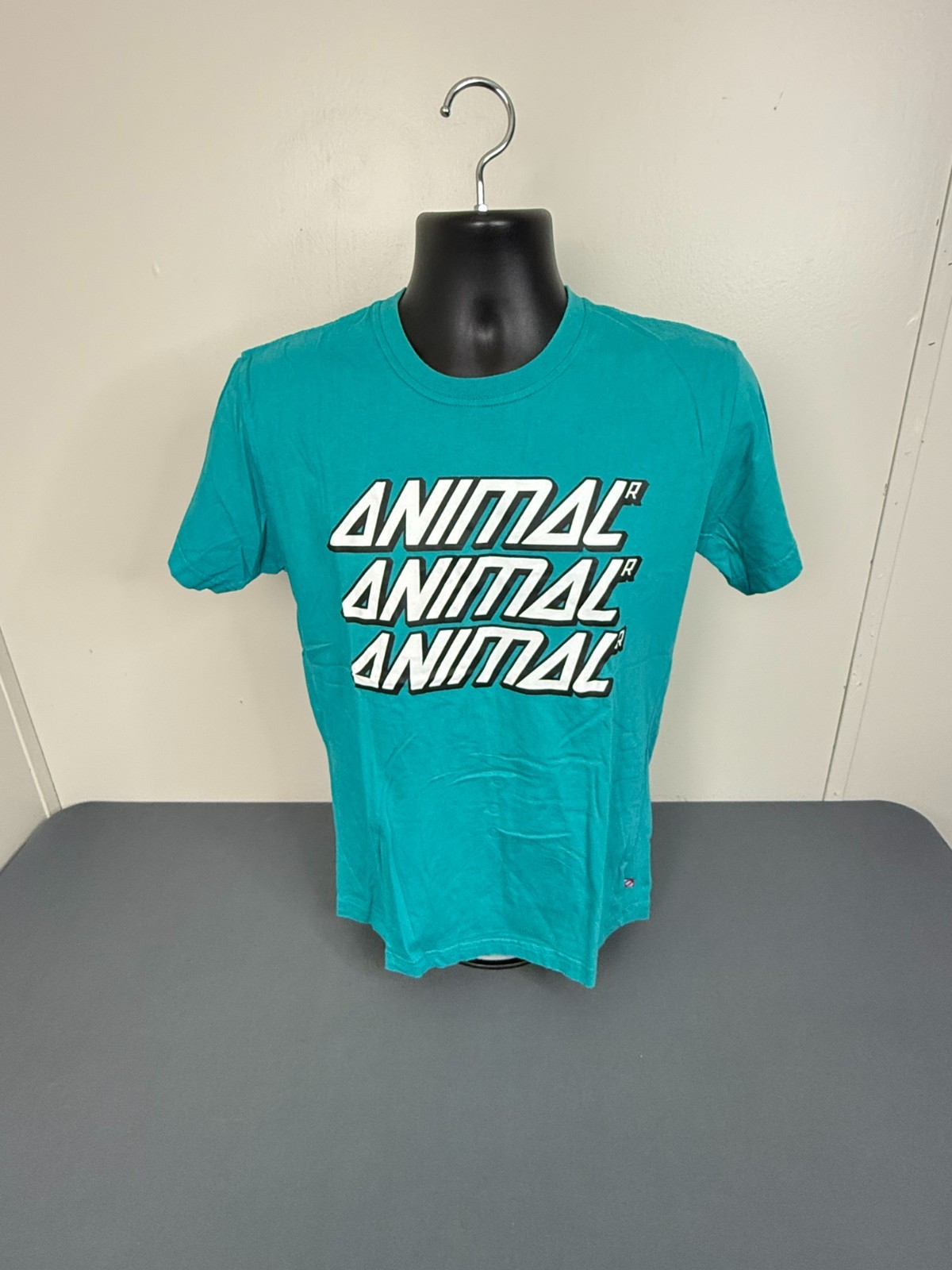 Animal Men’s Logo Graphic Statement Casual Cotton T-Shirt Blue Size Medium