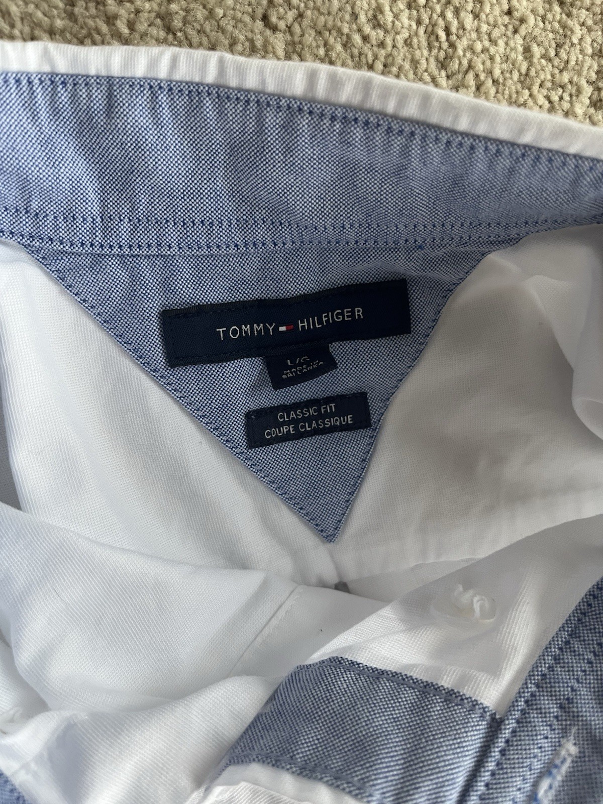 Tommy Hilfiger Men’s Classic Fit White Solid Long Sleeve Dress Shirt L