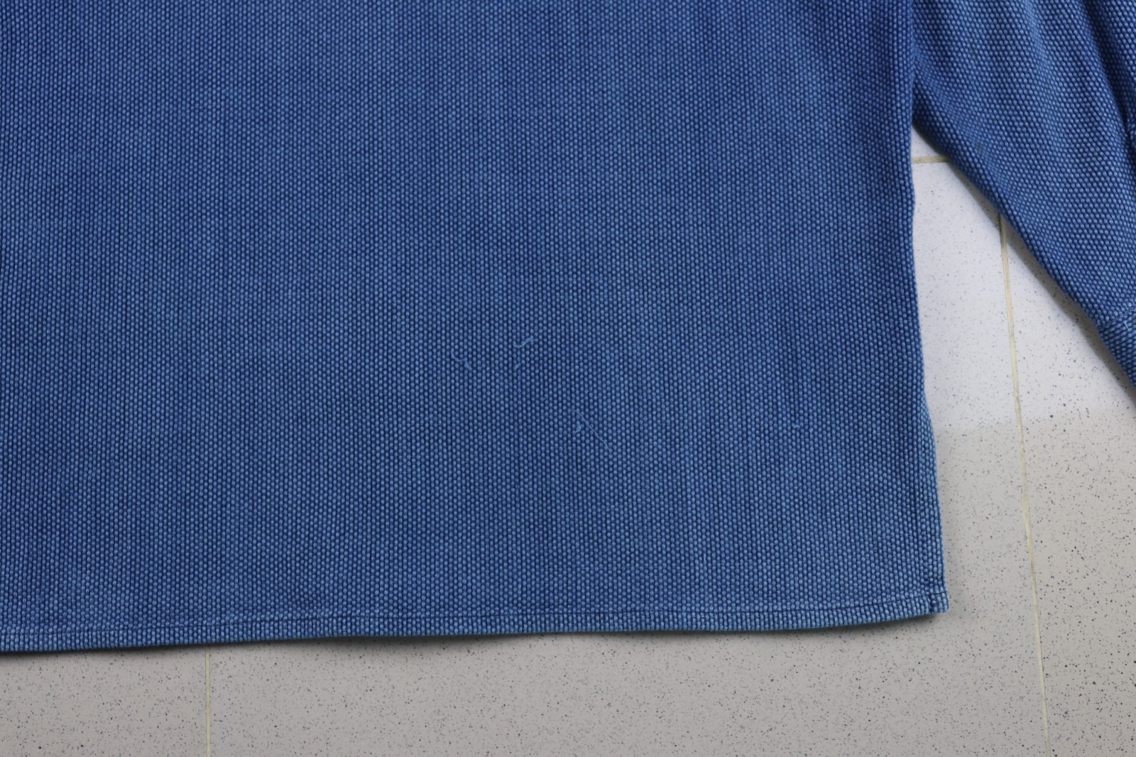 Vintage Japanese Indigo Sashiko Shirt Mandarin Collar Made in Japan Cotton Sz L