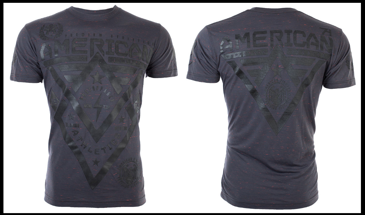 AMERICAN FIGHTER Dark Charcoal Grey Black ALASKA Athletic Graphic T-shirt NWT