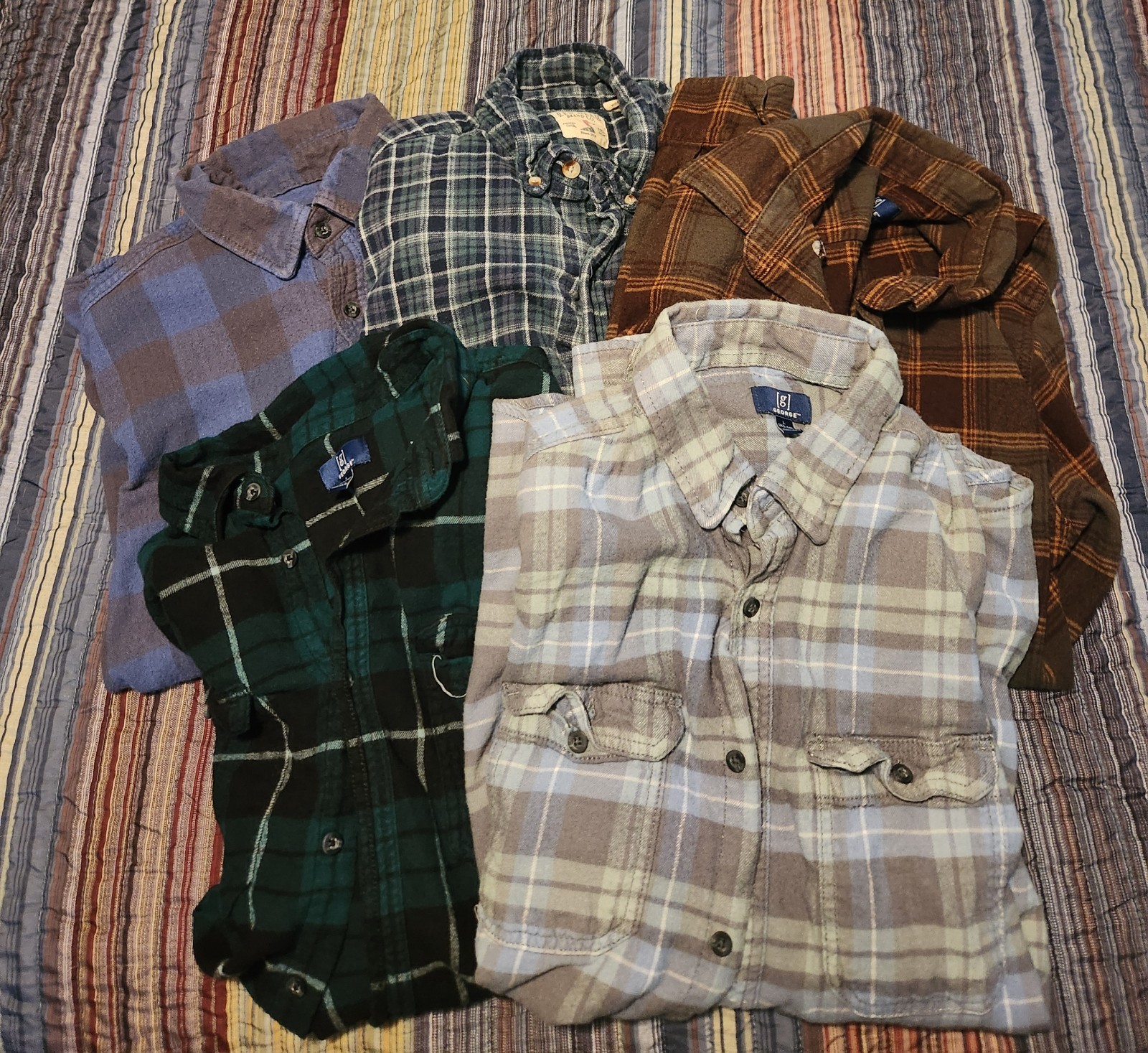 5 PC LOT MENS LONG SLEEVE BUTTON DOWN LARGE SHIRTS