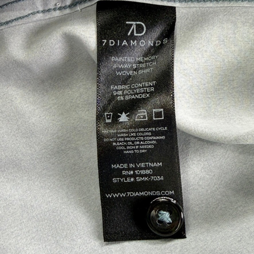 7Diamonds Painted Memory Men Large Gray 4-Way Stretch Button Up Golf Work Shirt
