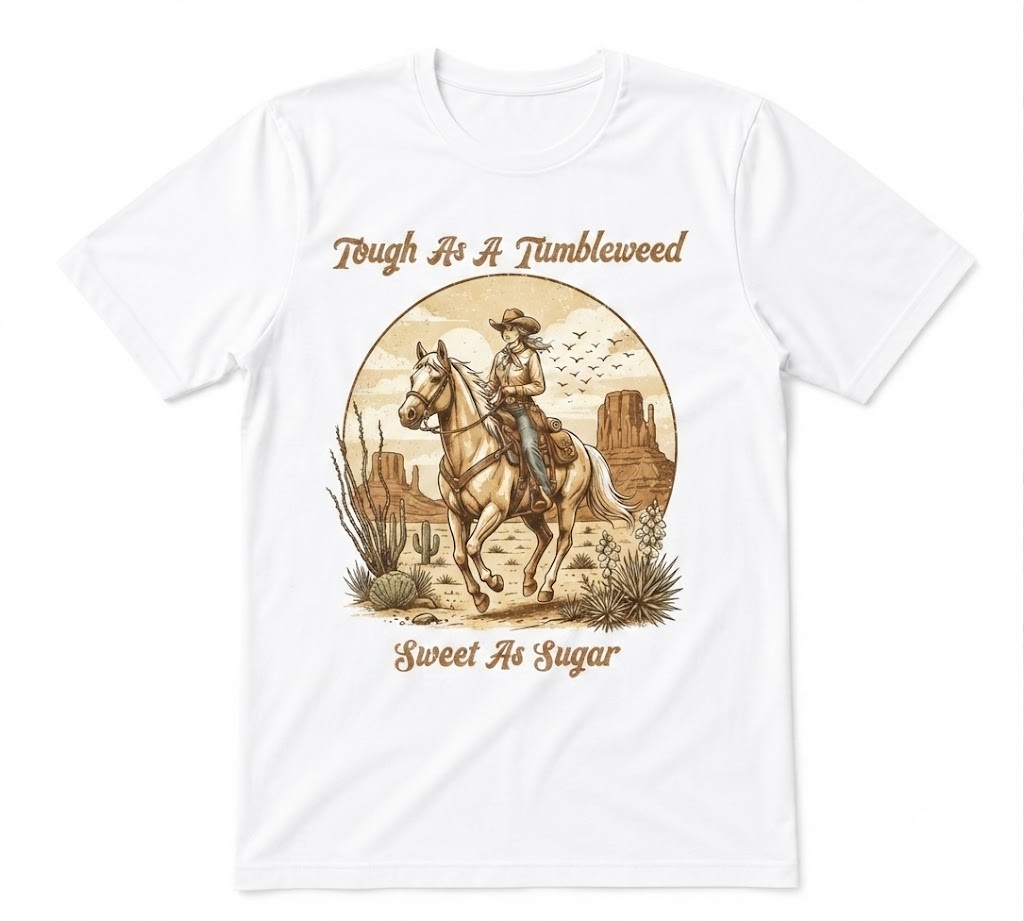 Tough As A Tumbleweed Sweet As Sugar Western Country Wild West White T-shirt