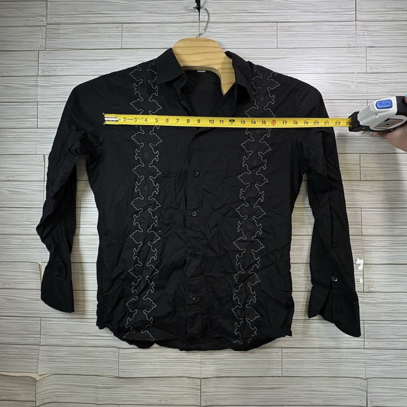 Positano Classic Men’s Medium Black Western Embroidered Button Up Sz Med
