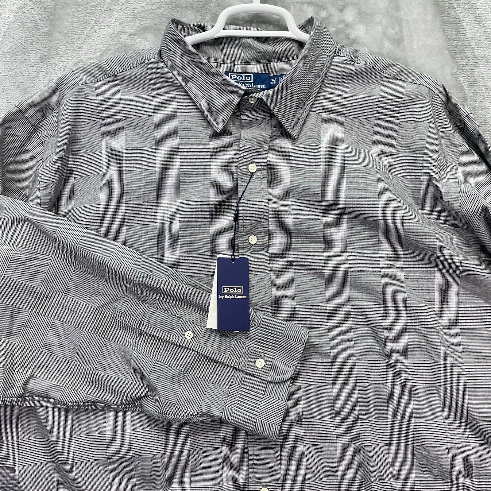 Ralph Lauren Shirts Men’s 3XLT Tall gray plaid sun valley casual preppy office