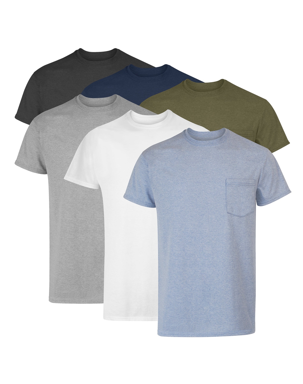 Hanes Men’s Cotton Pocket T-Shirt, Moisture-Wicking with Odor Control, Assorted
