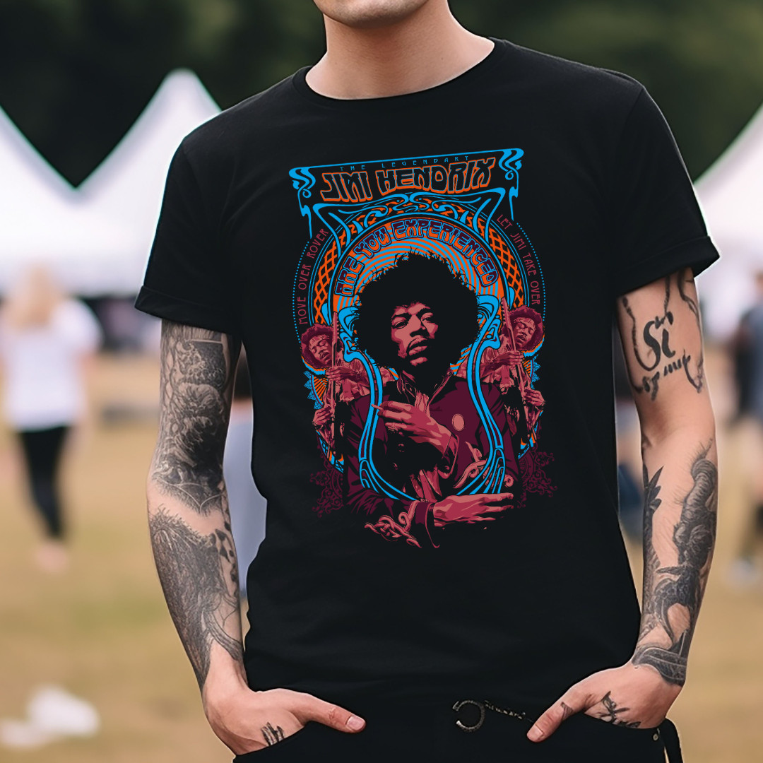 Jimi Hendrix Are You Experienced Classic Rock Band T-Shirt Black S-3XL