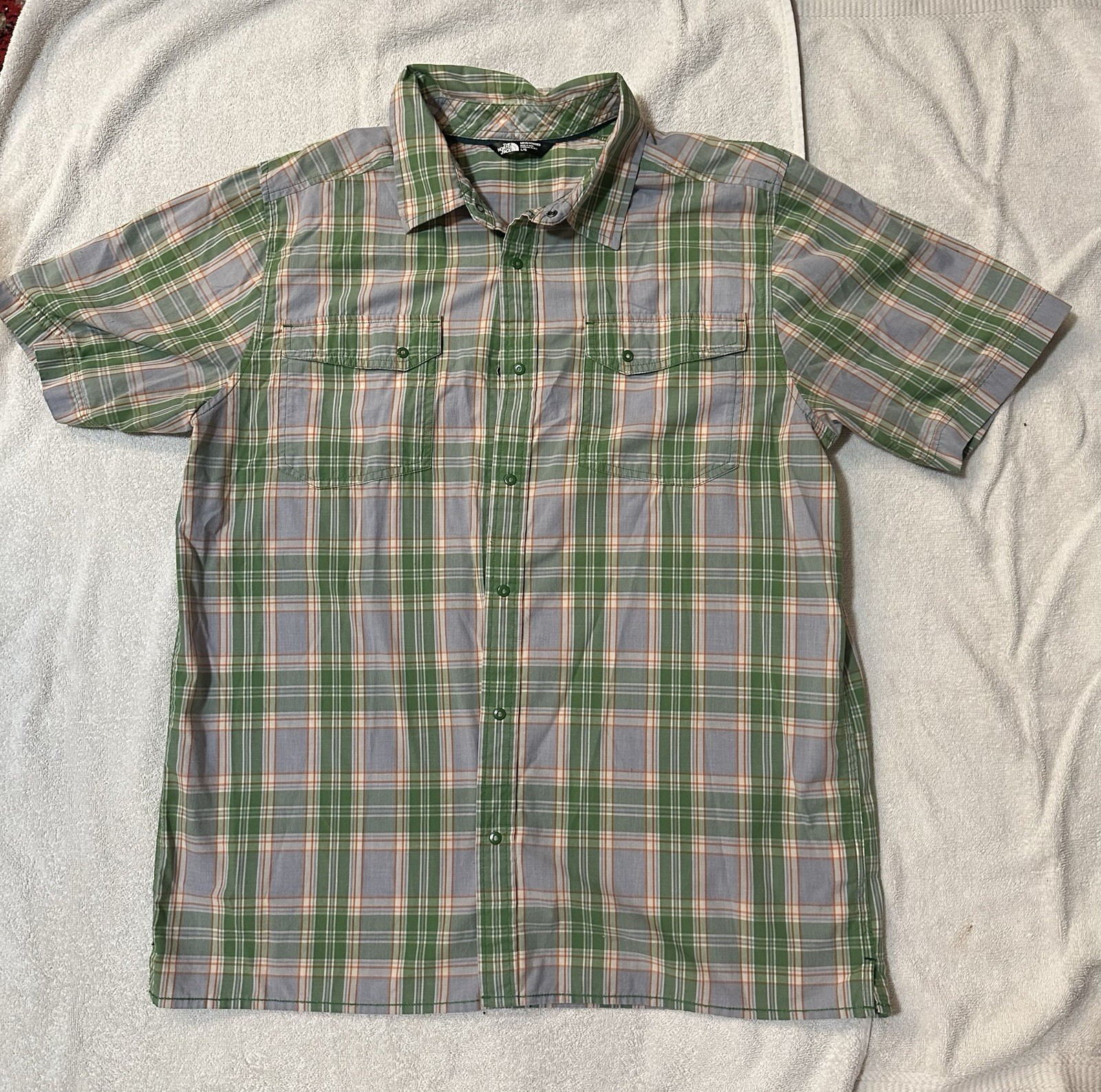 THE NORTH FACE Men’s Size L Short Sleeve Button Shirt Multicolor Plaid Snap