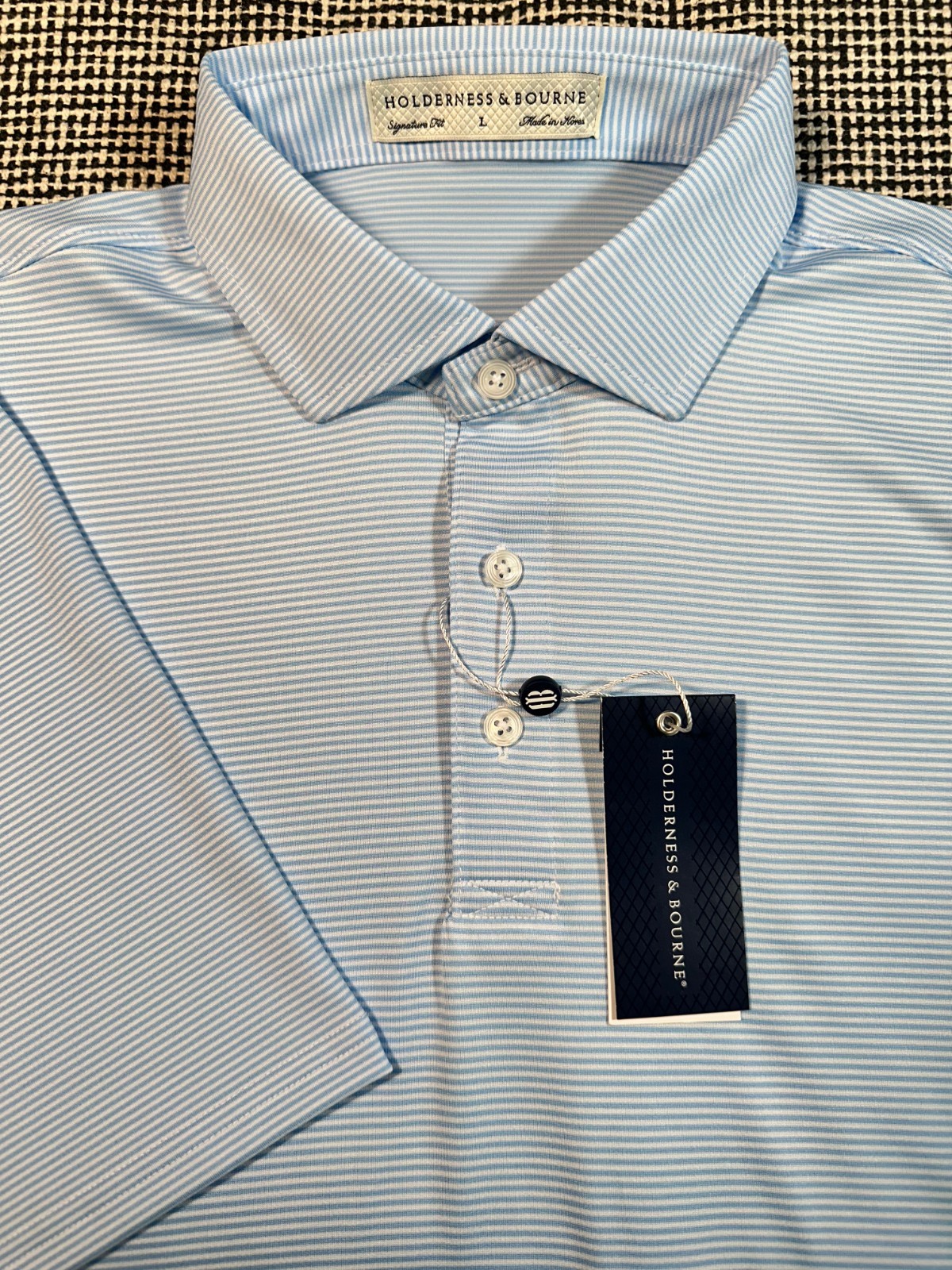 Holderness And Bourne The Perkins Shirt Sky Blue Striped sz L $115