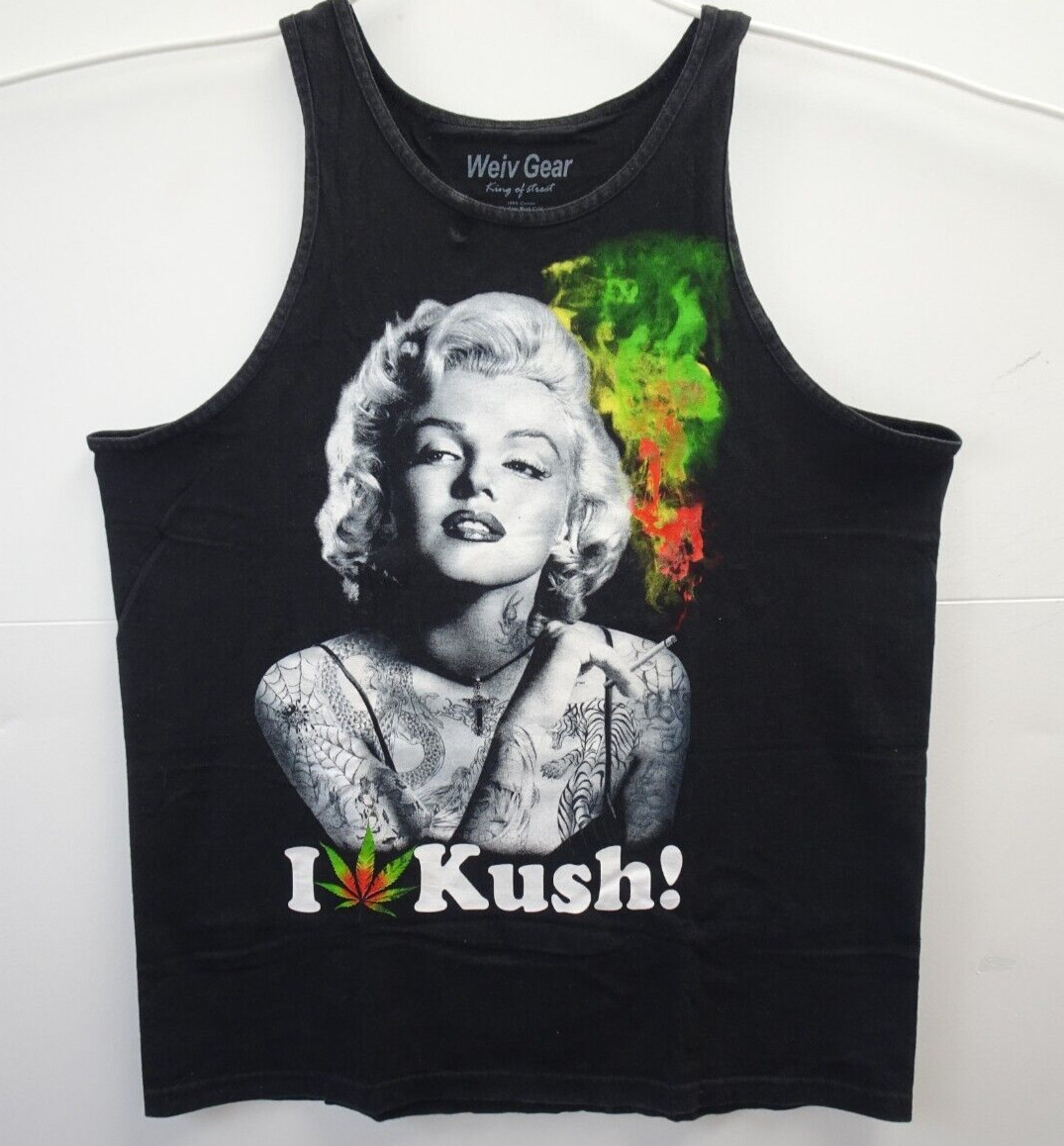 Marilyn Monroe Kush Weiv Gear Weed Smoking Joint Tank Top XL Black Streetwear