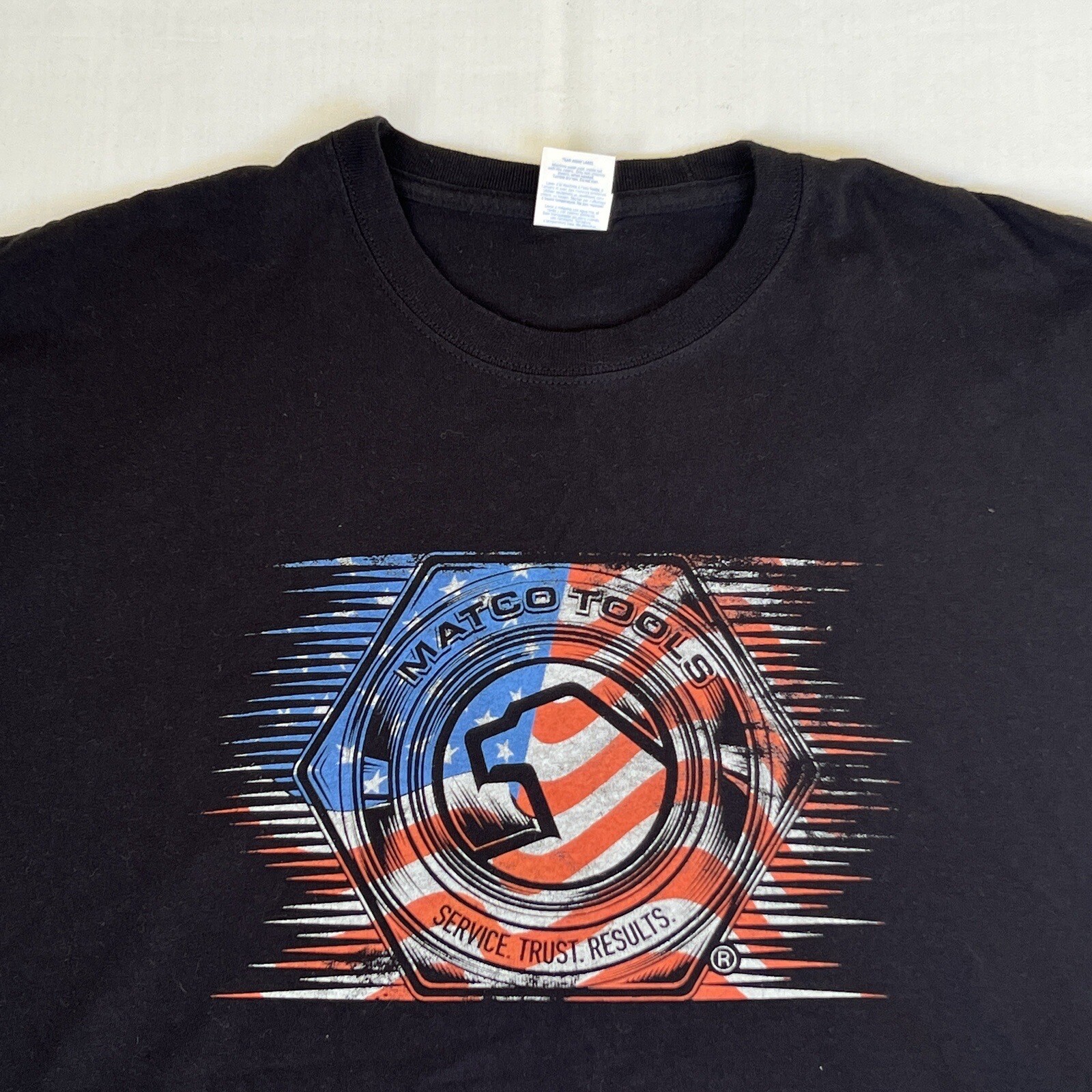 Matco Tools Shirt Men’s 2XL Black Short Sleeve American Patriot Flag Print 2060
