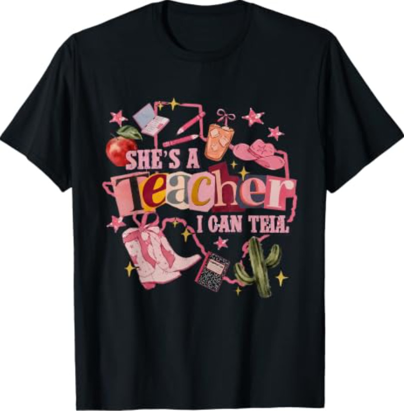 Retro Cute She’s A Teacher I Can Tell Western Back to School T-Shirt