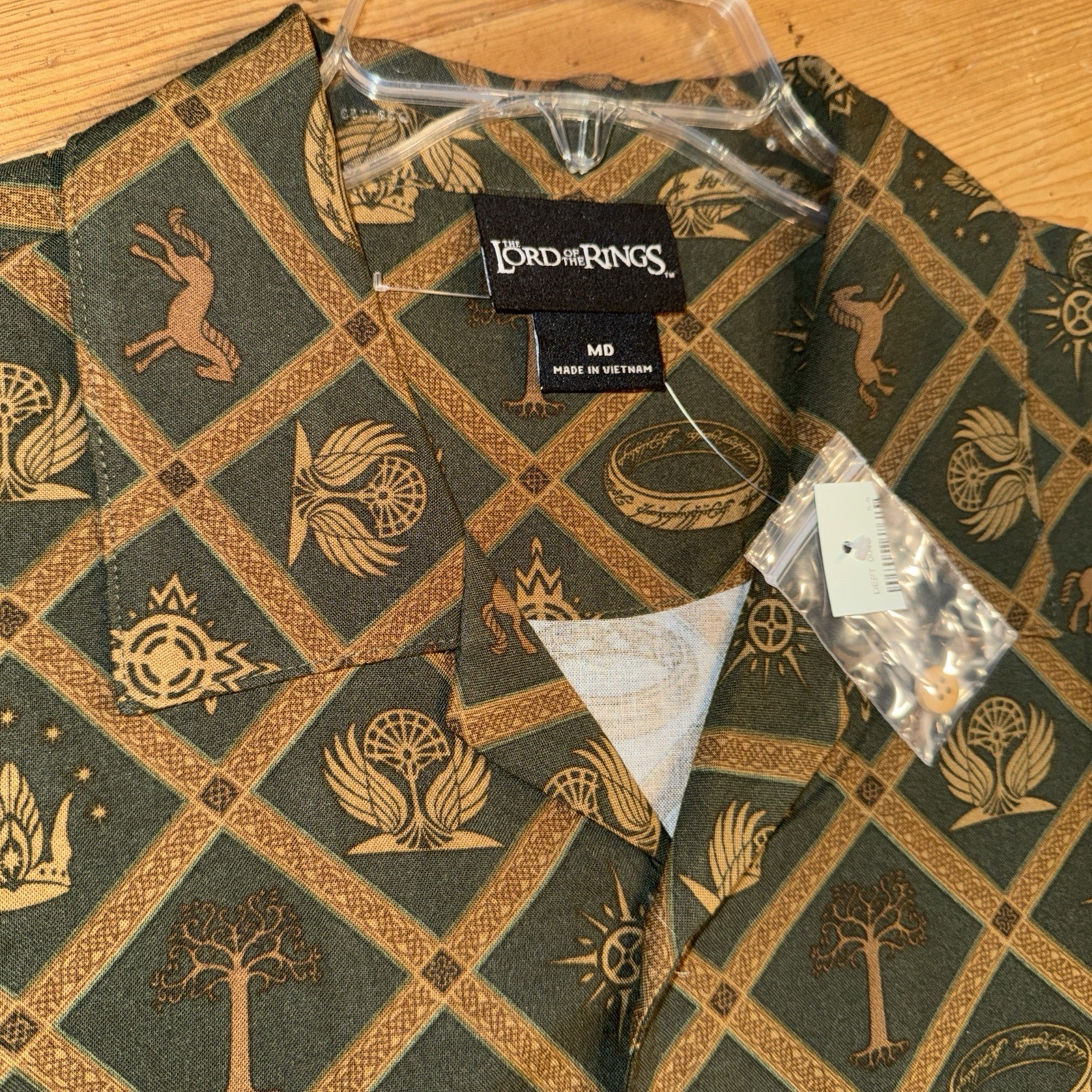 The Lord Of The Rings All Over Print Woven Button Up Shirt Men’s Medium BoxLunch