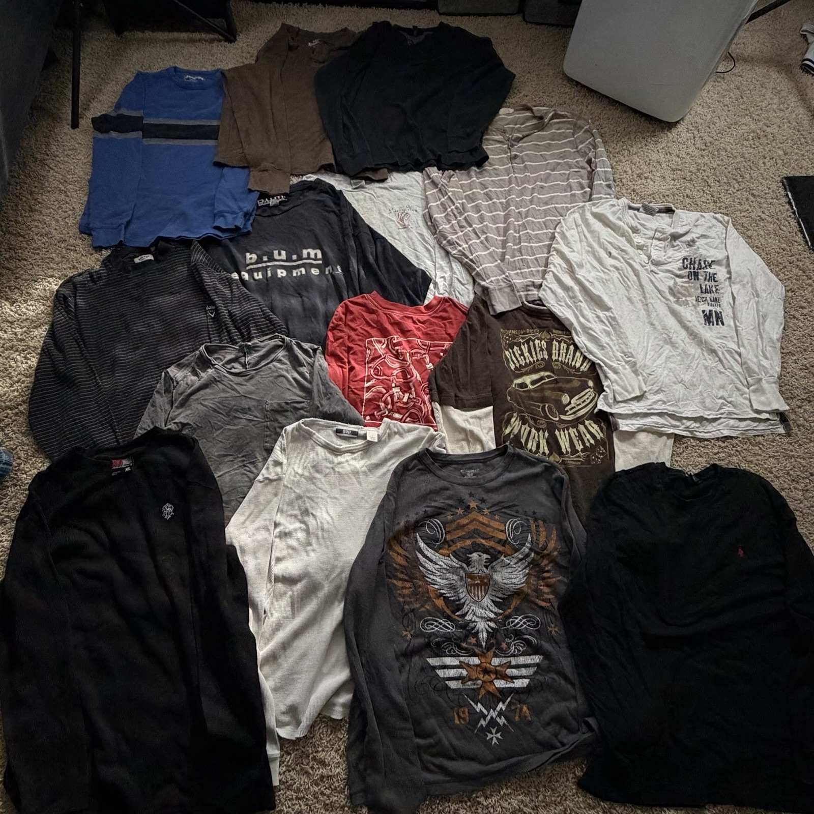 lot of 15 vintage y2k grunge long sleeves/thermals Size M-XL