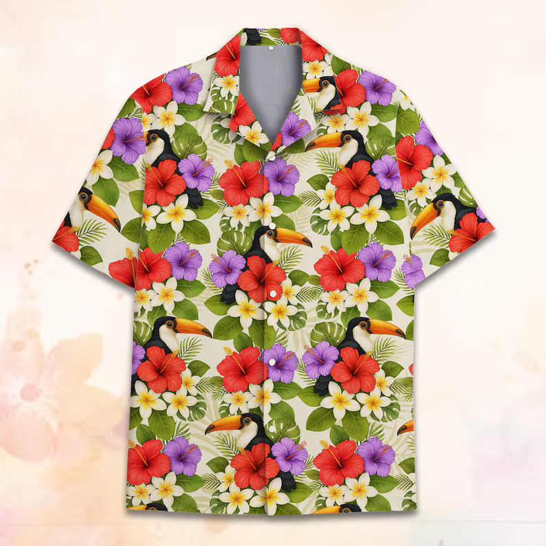 Tropical Toucan Hawaiian Shirt For Men Women Men Women Youth, Floral Summer Beac