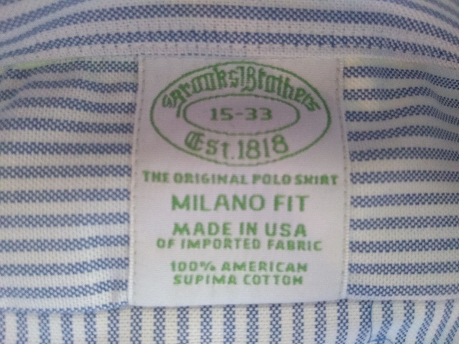 NWOT Brooks Brothers Blue University Stripe Button Down 15-33 Milano MSRP $140