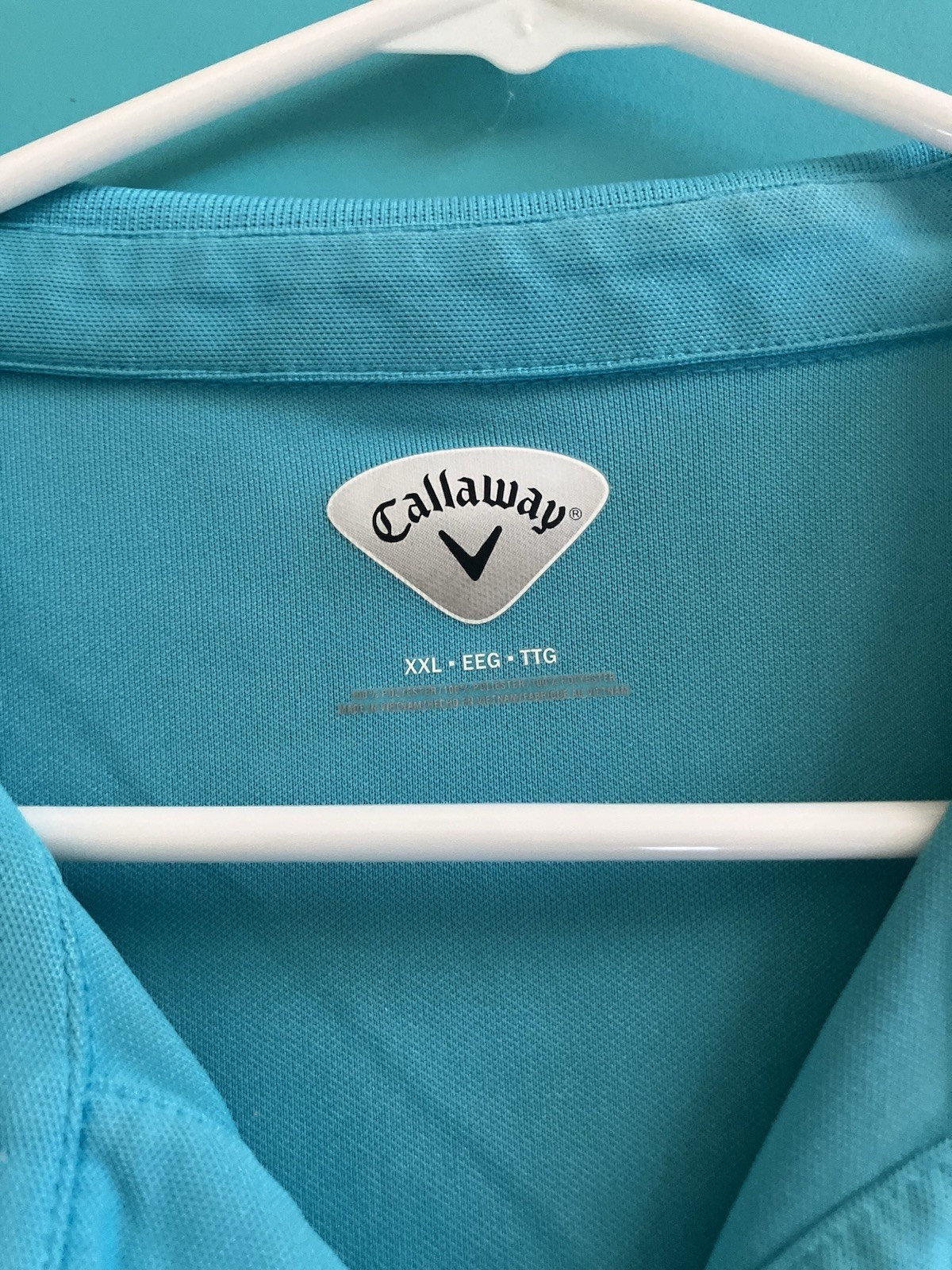 Callaway Men’s Blue Solid Short Sleeve Collared Polo Shirt Logo Button XXL