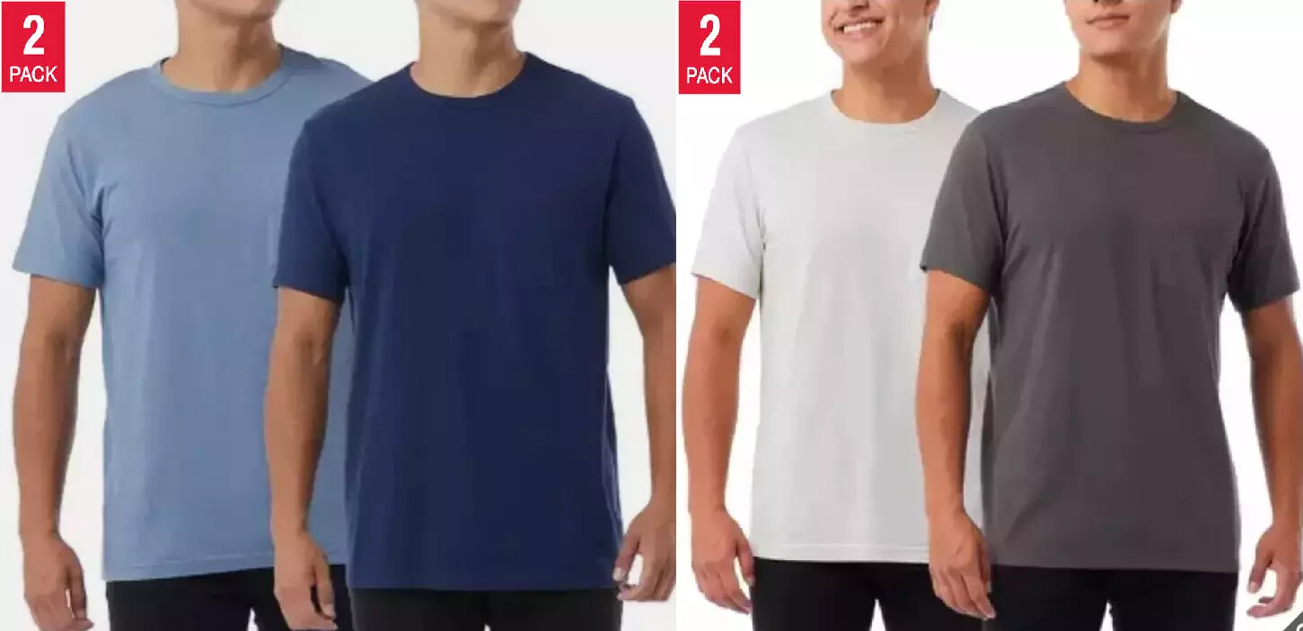 32 Degrees Men’s Chest Pocket Relaxed Fit Cotton Tee 1 or 2 Tee