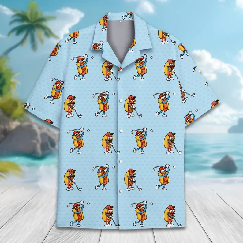 Funny Hot Dog Golf Hawaiian Shirt For Men Women Youth, Funny Hot Dog Golfing