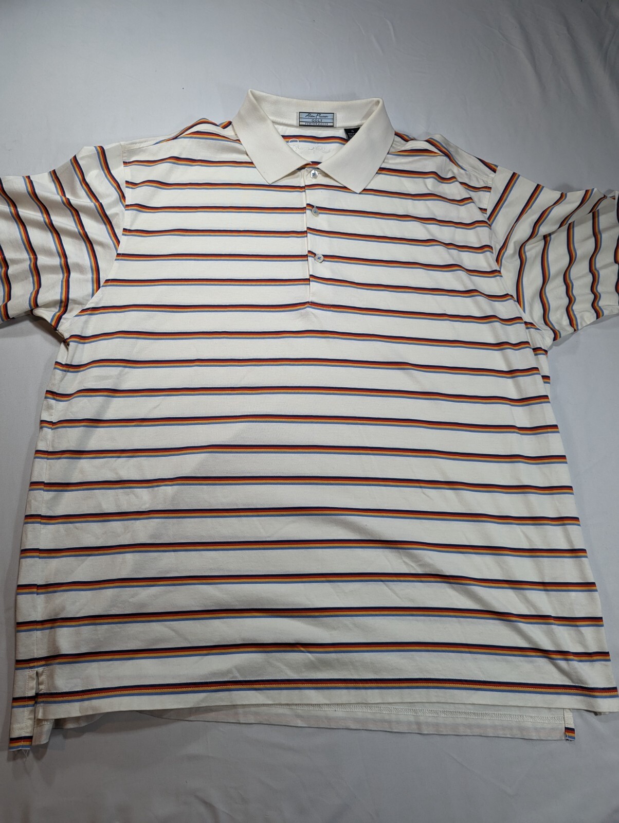 Alan Flusser Golf Cotton US GROWN Polo Men’s X-Large 4 Striped Excellent