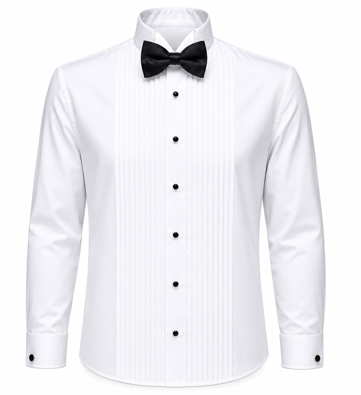 Men’s White Wing Collar Tuxedo Shirt Pleated Front Washable Wedding Prom Mason